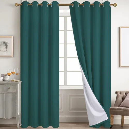 Vista 80 de Diraysid Cortinas 100% opacas de lino negro para dormitorio, con ojales, aislamiento térmico, cortinas de oscurecimiento de habitación