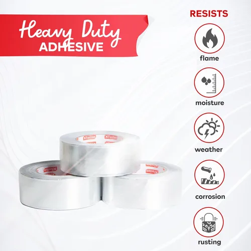 Vista 6 de XFasten Cinta de aluminio para conductos de 1 pulgada de ancho, (paquete de 3) 3.6 mil de alta resistencia al calor, cinta de papel de aluminio