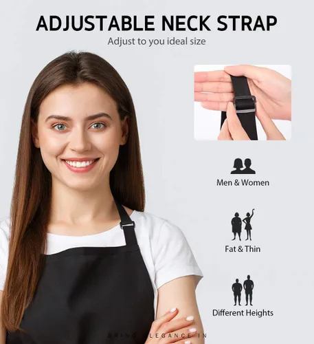 Vista 5 de Syntus 4 Pack Adjustable Bib Apron with 2 Pockets Cooking Kitchen Aprons for Women Men Chef