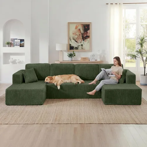 Vista 32 de Sofá Cloud de gran tamaño sin estructura con chaise longue, sofá modular moderno con asiento profundo, varias combinaciones de sofás tapizados