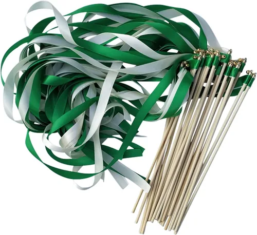 Vista 10 de Queenbox 20 cintas de madera para boda con campanas, serpentinas, palitos de hadas para fiestas, cumpleaños, ceremonias, decoración de Navidad, Rojo