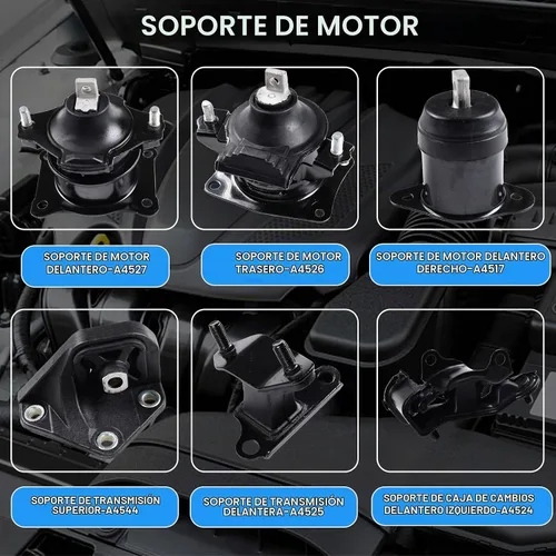 Vista 3 de Soporte de Motor y Transmisión 6 Piezas para Honda Accord 2.4L 2003-2007 Transmisión Automática - Reemplaza A4526HY, A4517, A4509, A4542, A4516