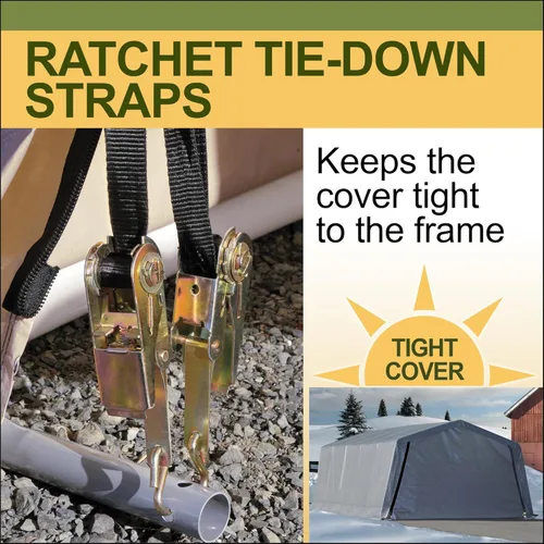 Vista 8 de Toldo resistente para todas las estaciones de 10 x 20 pies y refugio de garaje portátil con marco de acero y cubierta UV impermeable y puertas