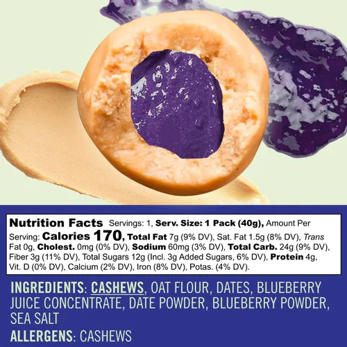 Vista 6 de Bocaditos de mantequilla de anacardo y mermelada de arándanos – Bocaditos de anacardo y arándanos para aperitivos, cáscara de mantequilla de nuez