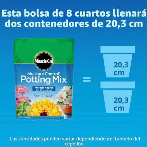Vista 7 de Miracle-Gro Mezcla para macetas con control de humedad, para plantas en contenedor, protege contra el riego excesivo y insuficiente, 8 cuartos