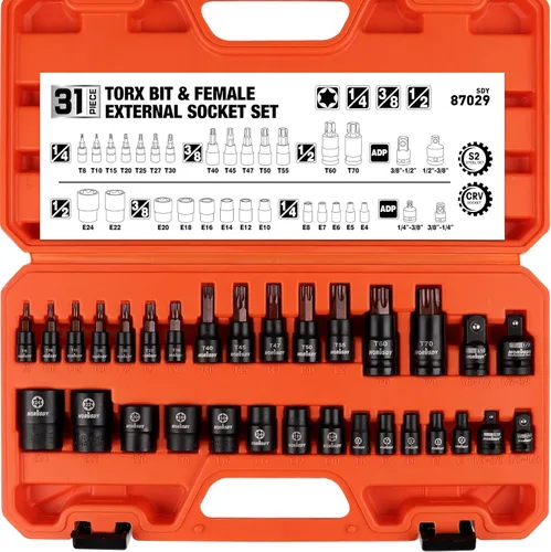 Vista 11 de HORUSDY Juego de dados de impacto poco profundo de 1/2 pulgada, SAE de 24 piezas (7/16"-1") y métricas (13-24mm), 6 puntos, Cr-V, incluye mango