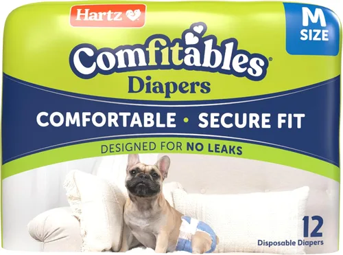 Vista 19 de Hartz Comfitables - Pañales desechables para perros, talla XXS, 42 unidades, ajuste cómodo y seguro, fácil de poner, pañal súper absorbente