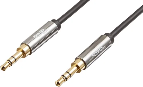 Vista 7 de Yaxa Basics Cable de audio auxiliar de 3.5mm para altavoz estéreo o subwoofer con conectores chapados en oro, 4 pies, negro