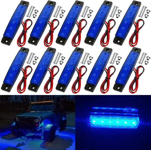 10 paquetes de luces LED de tira de roca impermeables, luces exteriores e interiores, luces de bajo brillo para ruedas y guardabarros, kits de