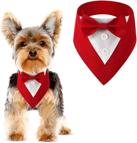 Vista 14 de Tuxedo Bandana, Adjustable Pet Collar With Bow for Small, Medium and Large Dogs, Formal Wedding Clothing, Birthday Gifts