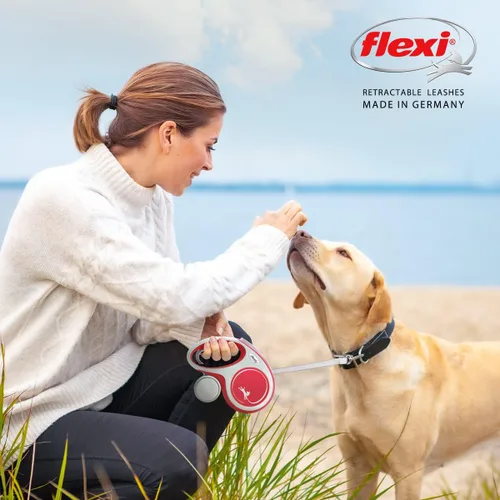 Vista 2 de Flexi Nueva cinta de confort gris y rojo grande 16.4 ft retráctil perro correa para perros de hasta 132.3 lbs/132 libras