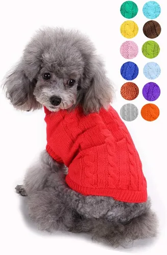 Vista 18 de Suéter cálido para perros pequeños, medianos y grandes, lindo abrigo clásico de invierno con cuello alto para mascotas para gatos, ropa de Navidad