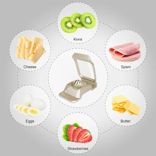 Vista 2 de Cortador de huevos para huevos duros Cortador de fresas (Oro)