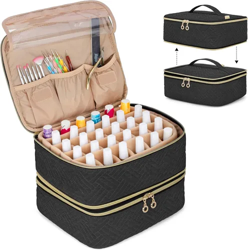 Vista 9 de LUXJA Organizador de esmalte de uñas desmontable de 2 capas, 60 botellas, Rosa pálido