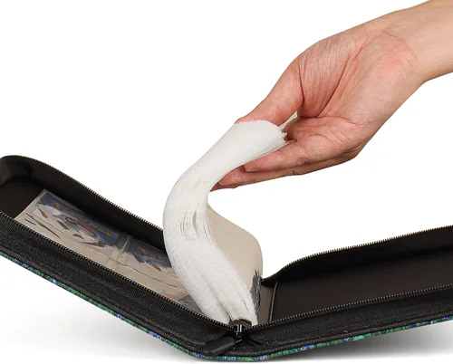 Vista 5 de Carpetas de tarjetas coleccionables de 4 bolsillos para 400 tarjetas, diseño de mariposa y luna de bosque de dibujos animados