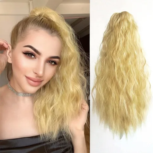 Vista 13 de Colas de caballo para mujer, extensiones de cola de caballo con clip de garra, onduladas, de 16 pulgadas, extensiones de cabello sintético con clips