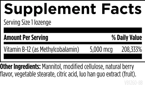 Vista 5 de Pastillas de vitamina B12 de Designs for Health - Vitaminas B12 de 5000 mcg de metilcobalamina - Suplementos de vitamina B12 - Vegano + Sin GMO
