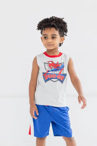 Vista 3 de Marvel Conjunto de traje de 3 piezas de Spider-Man de los Vengadores camiseta sin mangas y pantalones cortos