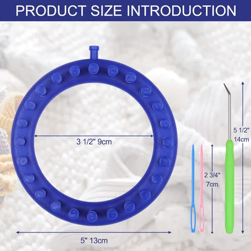 Vista 4 de Aeelike Juego de telares de tejer redondos – El juego de telar incluye telar de tejido circular, gancho y aguja de plástico – Telar de punto de 24