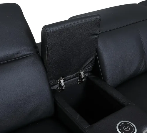 Vista 67 de BlackJack Furniture Venice - Sofá modular de cuero italiano de grano superior de 5 piezas con 3 reclinables eléctricos, reposacabezas ajustable
