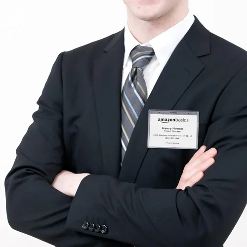 Vista 5 de Yaxa Basics Soporte magnético horizontal para tarjetas de nombre, paquete de 100, transparente