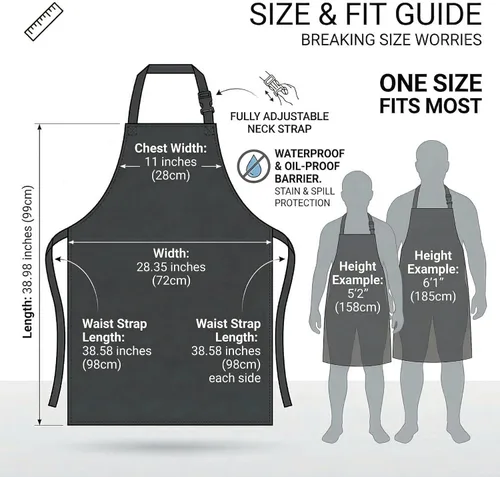 Vista 6 de Homsolver 2 Pack Waterproof Rubber Aprons, Heavy Duty Butcher for Men, Chemical Vinyl Plastic Aprons for Dishwashing