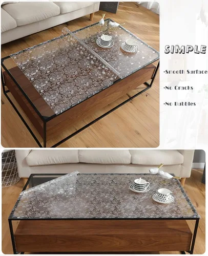 Vista 3 de Protector de Mesa de Plástico Transparente - Alfombrilla Protectora de Vidrio para Escritorio - Mantel Transparente - 19x32 Pulgadas - 1.5mm