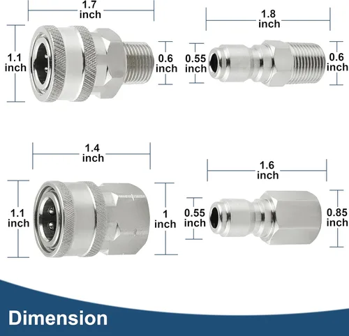 Vista 4 de Raincovo Lavadora a Presión de Conexión Rápida de 3/8 Pulgadas, Accesorios de Lavadora a Presión, Juego de Adaptadores de Acero Inoxidable, Rosca