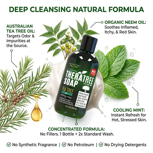 Vista 2 de Jabón oleavine Antifúngico con árbol de té y Neem para el cuerpo, 12 oz