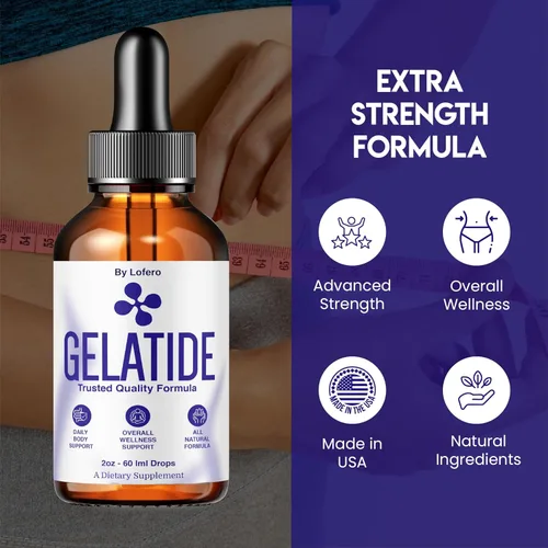 Vista 4 de Gotas de gelatida, Gela Tide Suplemento Líquido de Apoyo a la Pérdida de Apoyo Fórmula Equilibrio Forma Curvas Natural Bienestar Vitamina Máxima