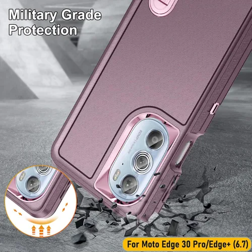 Vista 4 de Funda para Moto Edge 30 Pro/Edge+(2020) de 6.7 pulgadas, protección de cuerpo completo, resistente absorción de golpes, goma de silicona 3 en 1