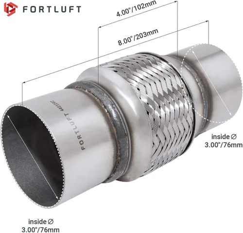 Vista 2 de FORTLUFT Conector Flexible de Escape con Tubos de Extensión (76x102x203mm/3.00''x4.00''x8.00'')