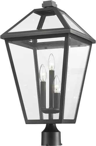 Vista 2 de Z-Lite Accesorio de montaje de poste exterior de 3 luces 579PHXLR-BK, biselado transparente