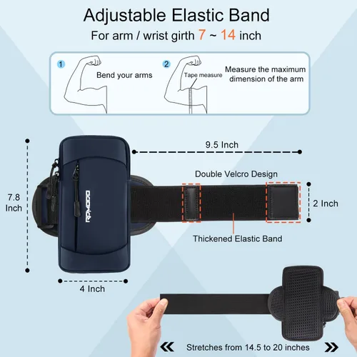 Vista 5 de Soporte para teléfono para correr, soporte para teléfono para iPhone 13, 14, 15, 16 Pro Max, Samsung, brazalete elástico ajustable para teléfono, 2