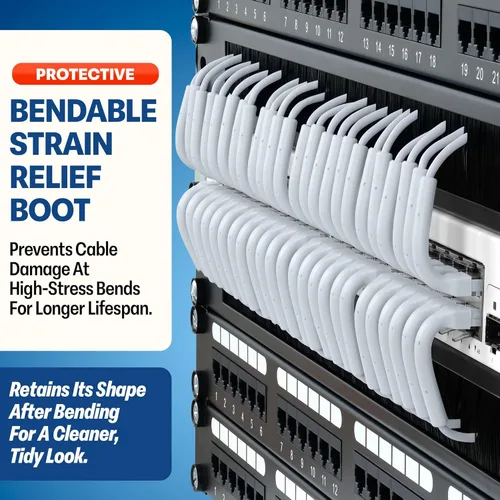 Vista 3 de Everest - Cables de conexión Ethernet Cat6a Ultra Slim de 1 pie (paquete de 24 unidades), color blanco, cable de conexión Cat 6a de 10 GB, cable