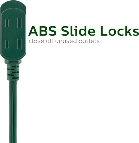 Vista 3 de Cable de extensión Philips, 15 pies, enchufe plano de 3 tomas, enchufes múltiples de seguridad deslizantes, para interiores, 2 puntas, 1 paquete