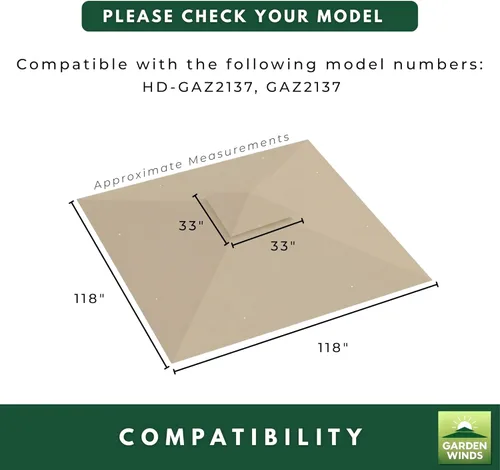 Vista 5 de Garden Winds Cubierta superior de repuesto compatible con el cenador Laurel Canyon GAZ2137 - Riplock 350