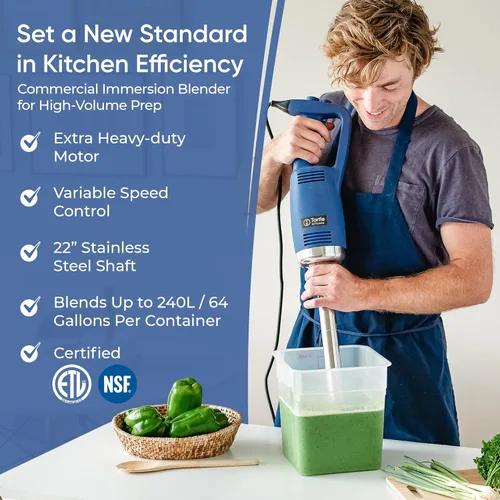 Vista 3 de Batidora de inmersión de mano de 220 W, acero inoxidable de 7 pulgadas con 8 velocidades, 110 V + cobertura de 1 año y soporte de chef profesional
