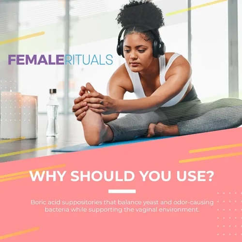 Vista 4 de FEMALE RITUALS Supositorios de ácido bórico para mujeres, paquete de 30 unidades de 600 mg, supositorio vaginal para control de olores, equilibrio