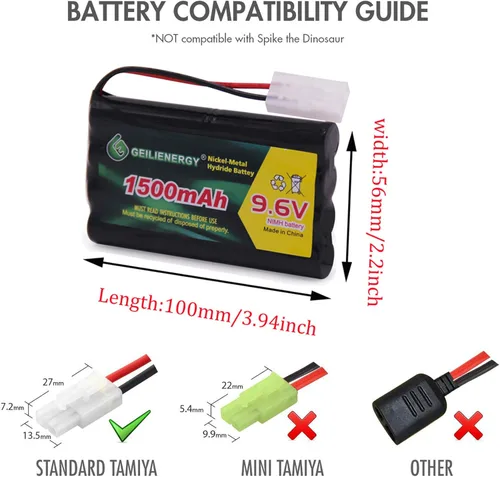Vista 5 de 9.6V 1500mAh NI-MH Batería recargable Tamiya Plug para RC Coche Barcos Robots 1Pack