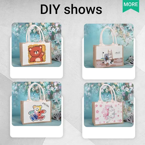 Vista 7 de Bolsas de arpillera, 14.5 x 6.7 x 10.2 pulgadas, juego de 6 bolsas de viaje, playa, boda y dama de honor