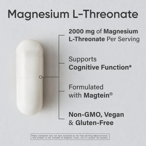 Vista 6 de Sports Research Magtein Magnesium L-Threonate Cápsulas (2000 mg, 90 cápsulas), vitamina D3 + K2 vegana con aceite de coco orgánico