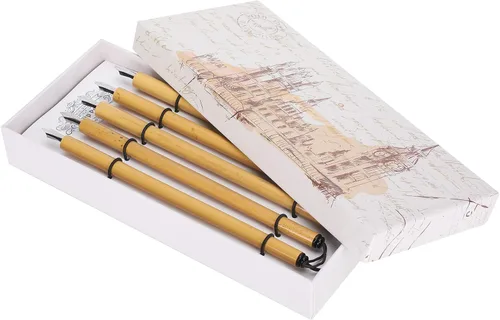 Vista 2 de Health Gear - 5 bolígrafos de bambú para caligrafía, bolígrafo de inmersión para caligrafía árabe (punta angular)
