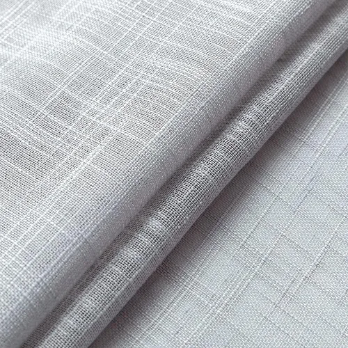 Vista 6 de Cortinas de cocina grises semitransparentes con privacidad, de lino texturizado, bolsillo con varilla, cortinas cortas de cafetería, valances