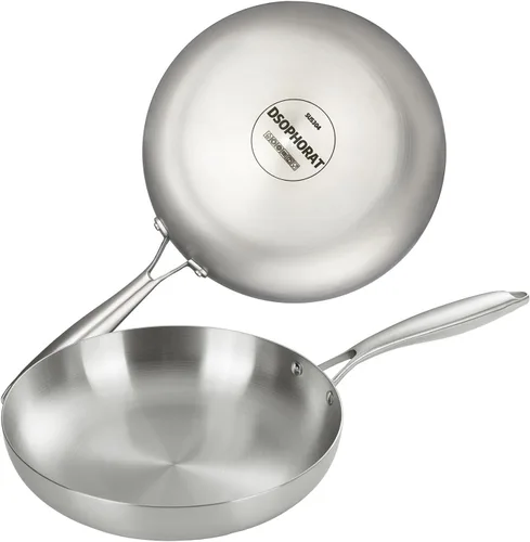 Vista 5 de Sartén, sartén de acero inoxidable, sartenes de grado profesional para cocinar, sartén antiadherente de 9 a 12 pulgadas (color: 8.7 in)