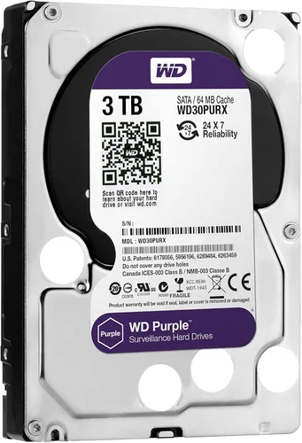 Vista 2 de Western Digital WD30PURX - Disco duro de vigilancia púrpura de 3 TB - Clase 5400 RPM SATA 6 Gb/s 64MB caché 3.5 pulgadas - WD30PURX [versión antigua]