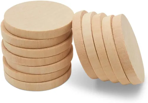 Círculos de Madera 2 x 1/4 Pulgada Discos de Madera - 25 Piezas Listos para Pintar y Decorar - Quema de Madera - Fabricación de Joyas, Manualidades