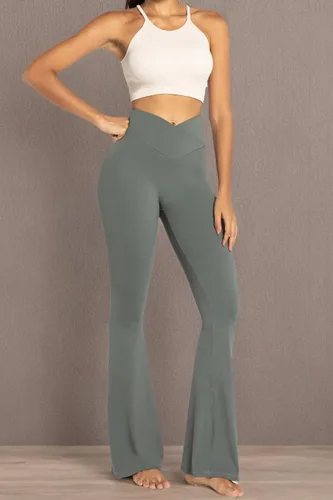Vista 50 de Sunzel - Leggings acampanados para mujer, con control de abdomen, cintura cruzada y pierna ancha