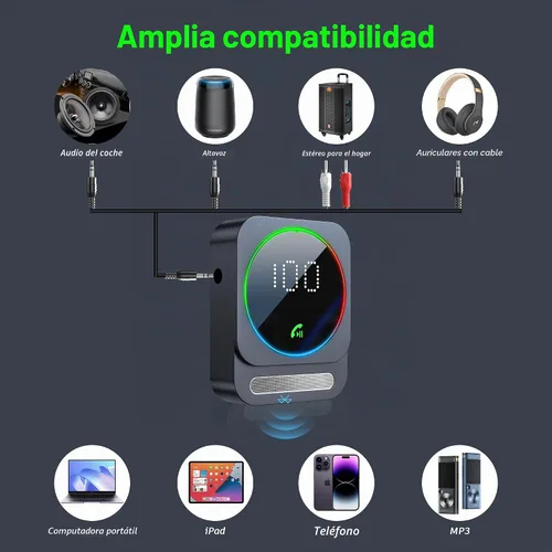 Vista 7 de SONRU Receptor Bluetooth 5.3 para Coche, Adaptador de Audio Inalámbrico para Coche/Estéreo de Casa/Auriculares con Cable/Altavoz, Adaptador Aux Negro