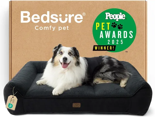 Vista 27 de Bedsure Cama ortopédica para perros de tamaño mediano, camas extra gruesas de apoyo para perros medianos con funda impermeable lavable, cómodo sofá